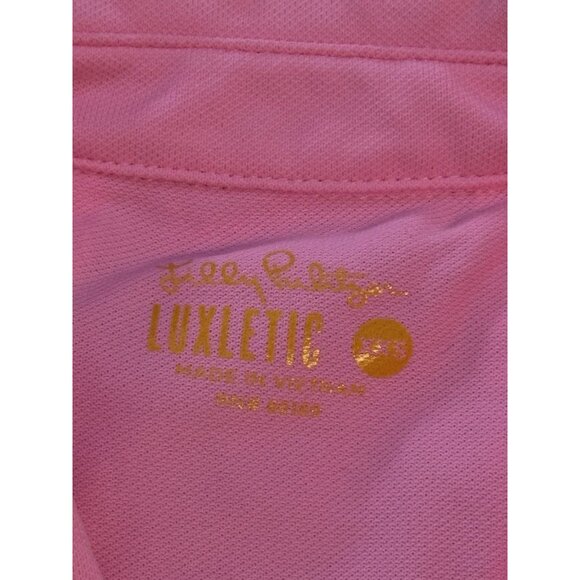 LILLY PULITZER SIZE XXS LUXLETIC MARTINA POLO TOP *HAVANA PINK* UPF 50+ - Picture 8 of 13